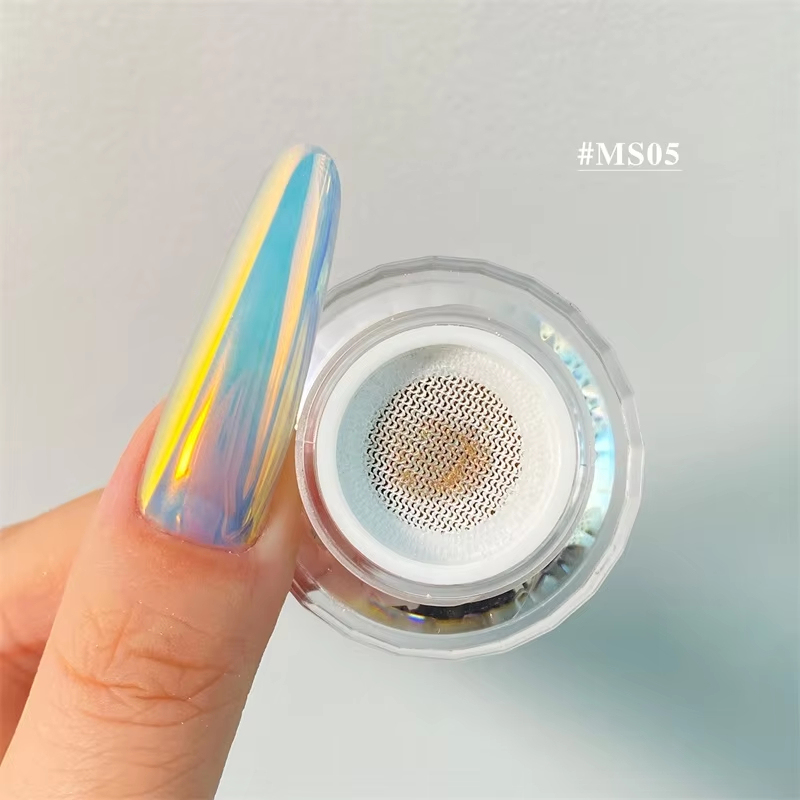 Holographic Chrome Nail Powder with High-Saturation Rainbow Mirror Effect