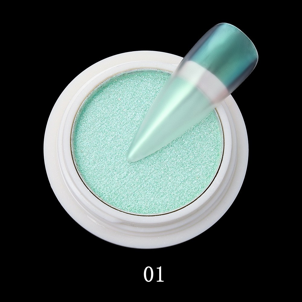 Solid Aurora Fairy Chrome Nail Powder with Sheer Iridescent Mermaid Effect