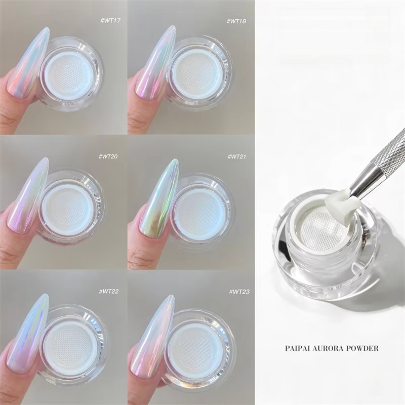 PaiPai Air Cushion Aurora Nail Powder with Sheer Iridescent Mermaid Effect