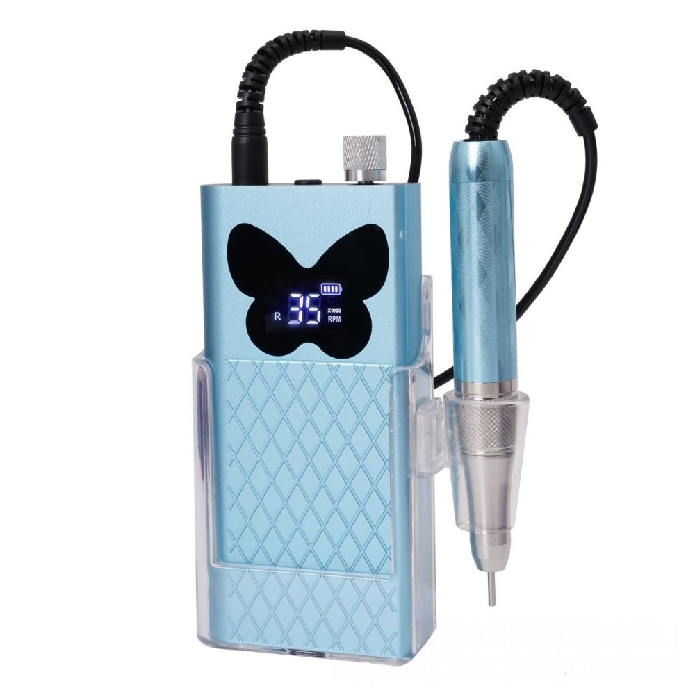 35000RPM Rechargeable Portable Nail Drill Machine, Professional Electric Nail File with Butterfly LED Display, Forward & Reverse Rotation for Salon & Home Manicure Pedicure
