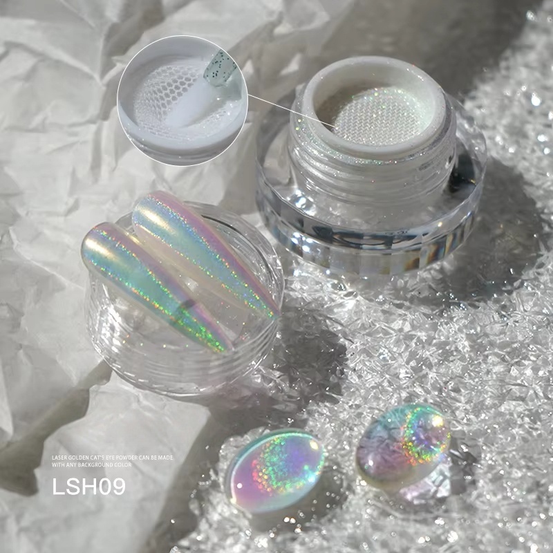 Wholesale Aurora Laser Air Cushion Nail Powder 0.3g Per Jar Iridescent Holographic Nail Glitter for UV Gel Polish
