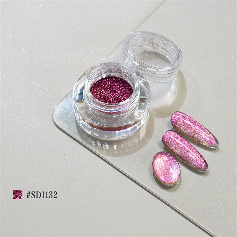 Wholesale Platinum Cat Eye Nail Powder 0.3g Per Jar High Gloss Metallic Magnetic Nail Glitter for UV Gel Polish