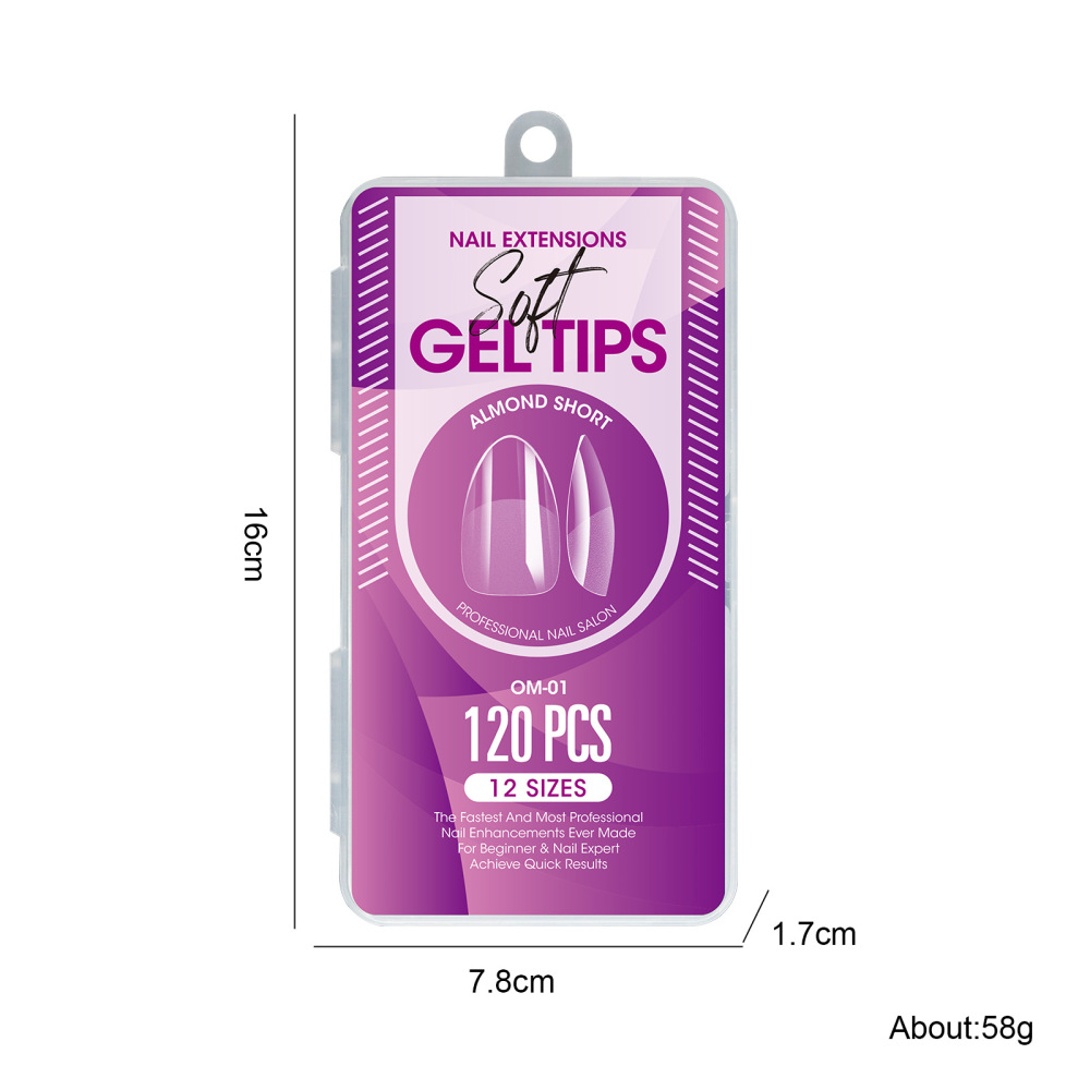 Wholesale 12 Styles Soft Gel Nail Tips Hang Pack 120PCS 12 Sizes Semi-Frosted No Buff Salon Nail Extensions
