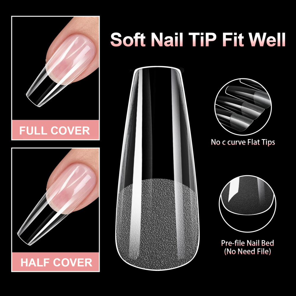 Wholesale 12 Styles Soft Gel Nail Tips Hang Pack 120PCS 12 Sizes Semi-Frosted No Buff Salon Nail Extensions