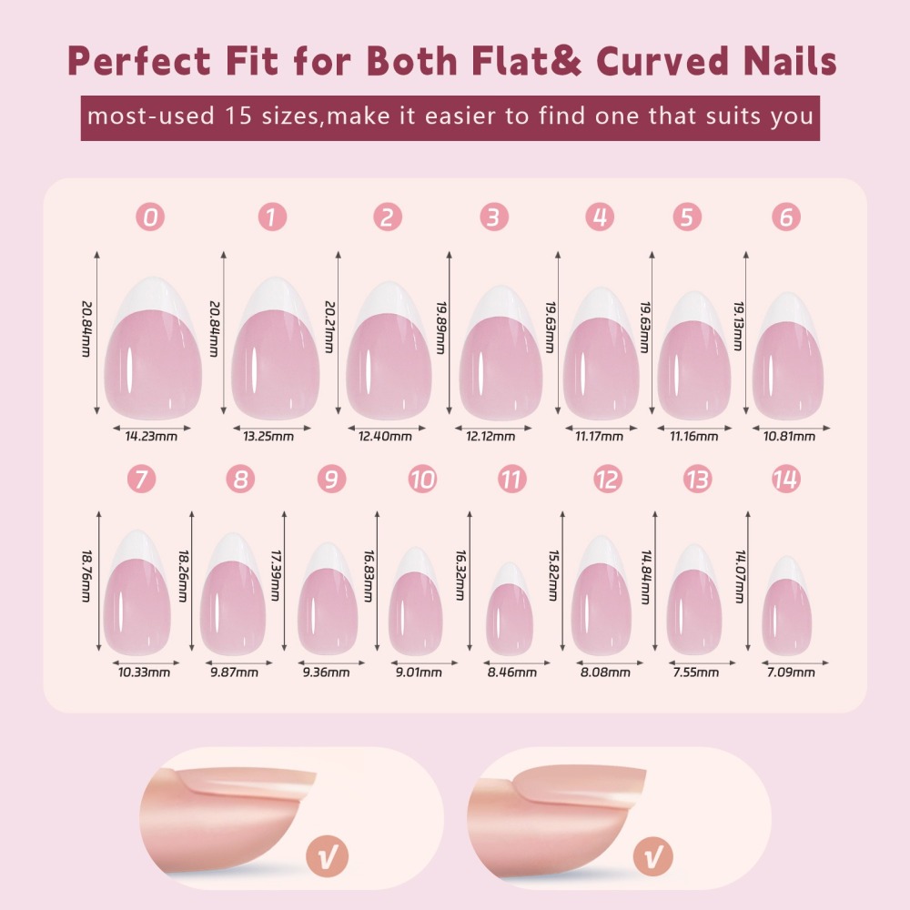Wholesale 15 Styles 3-in-1 French Soft Gel Press On Nails 150PCS 15 Sizes Pre-designed Soak Off False Nails