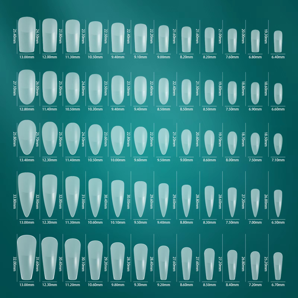 Wholesale 5 Shapes Mixed Soft Gel Nail Tips Kit 240PCS 12 Sizes Clear Frosted Semi-Frosted Salon Nail Extensions