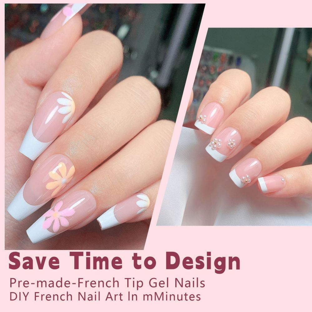 Wholesale 15 Styles 3-in-1 French Soft Gel Press On Nails 150PCS 15 Sizes Pre-designed Soak Off False Nails