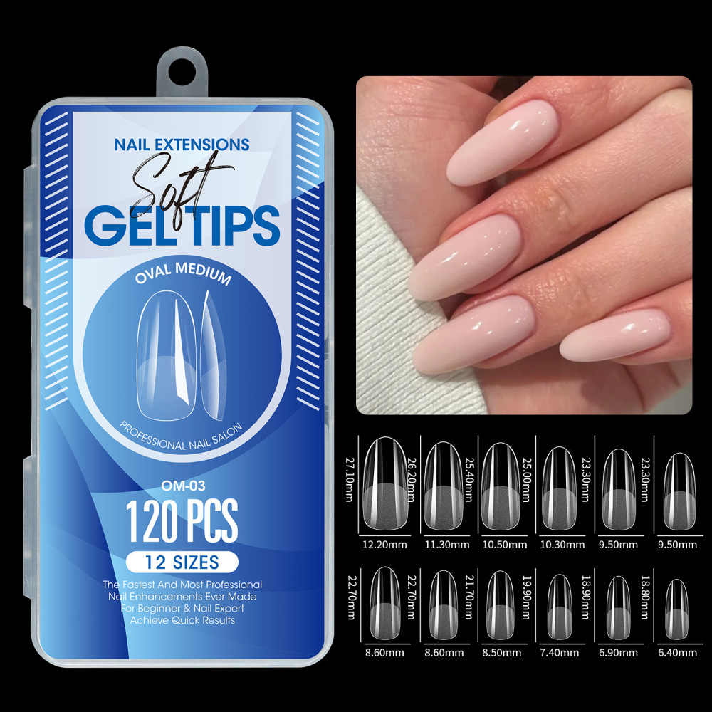 Wholesale 12 Styles Soft Gel Nail Tips Hang Pack 120PCS 12 Sizes Semi-Frosted No Buff Salon Nail Extensions