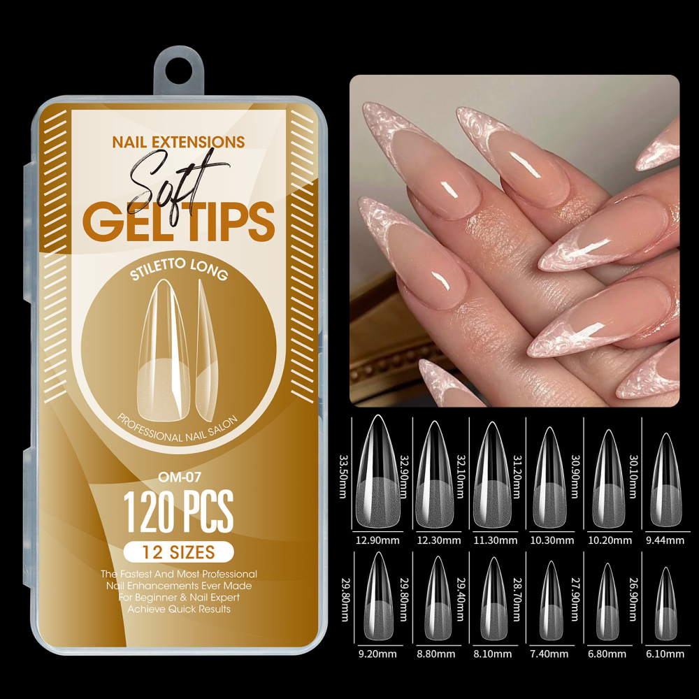 Wholesale 12 Styles Soft Gel Nail Tips Hang Pack 120PCS 12 Sizes Semi-Frosted No Buff Salon Nail Extensions