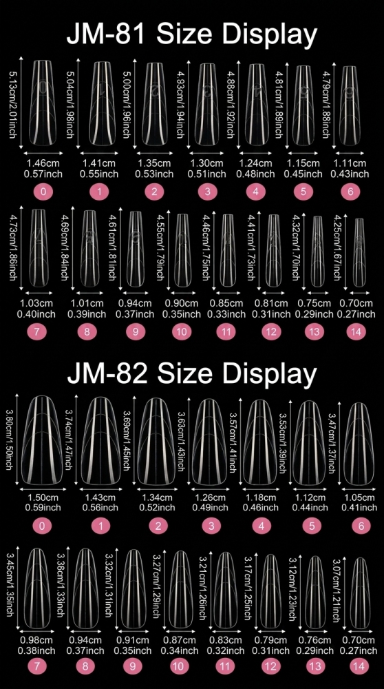Wholesale XXL Dual Forms with Guide Lines 150PCS 15 Sizes 3 Shapes Clear Gel Nail Extension Molds