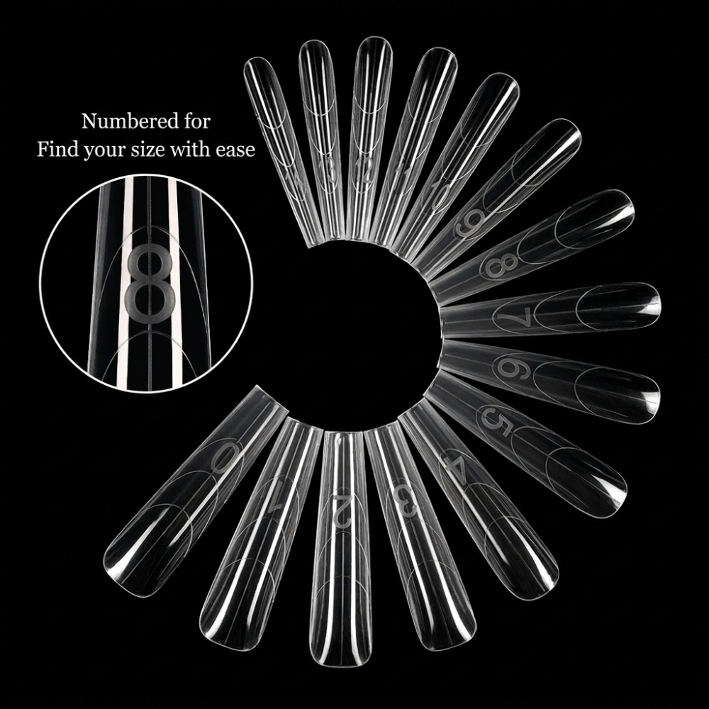 Wholesale XXL Dual Forms with Guide Lines 150PCS 15 Sizes 3 Shapes Clear Gel Nail Extension Molds