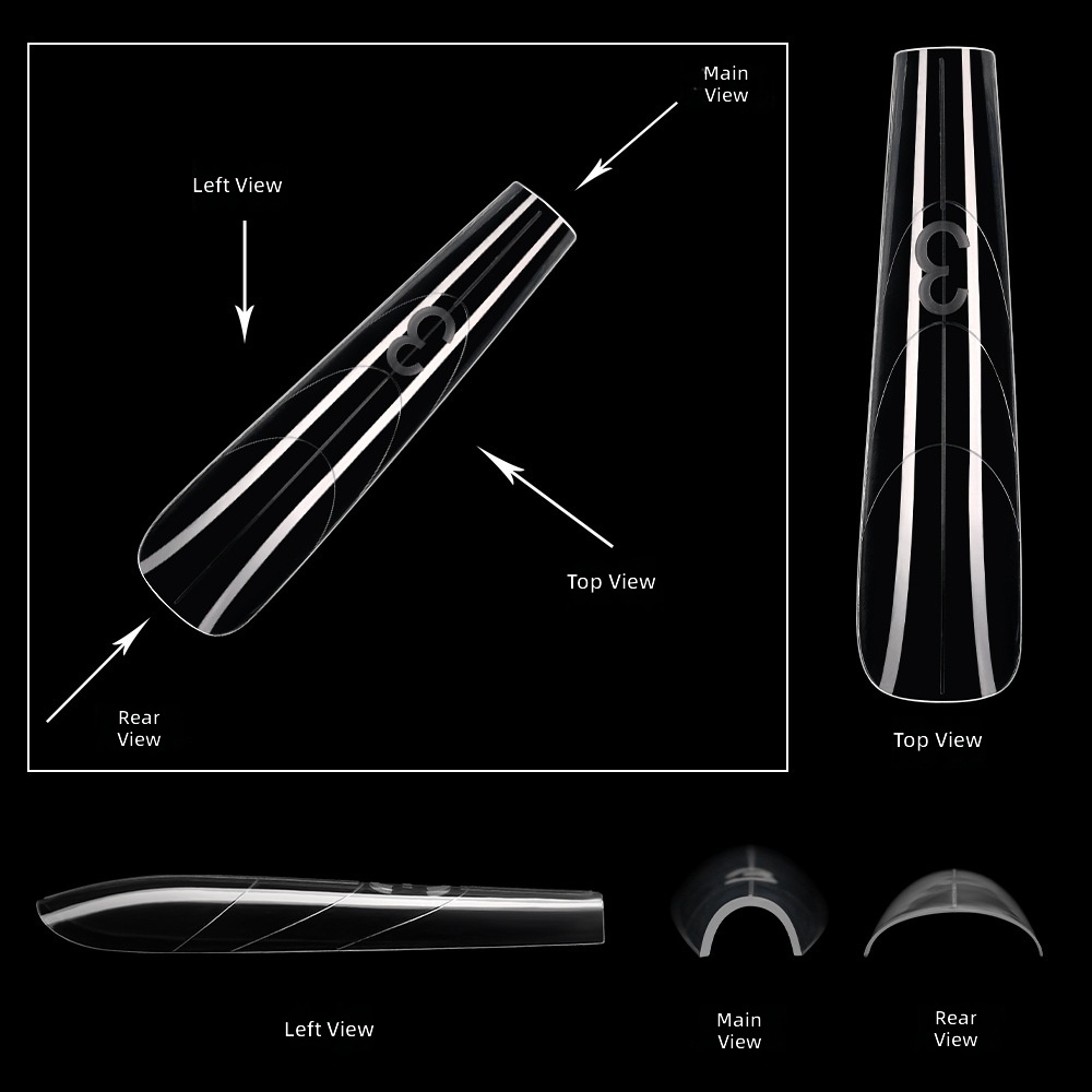 Wholesale XXL Dual Forms with Guide Lines 150PCS 15 Sizes 3 Shapes Clear Gel Nail Extension Molds