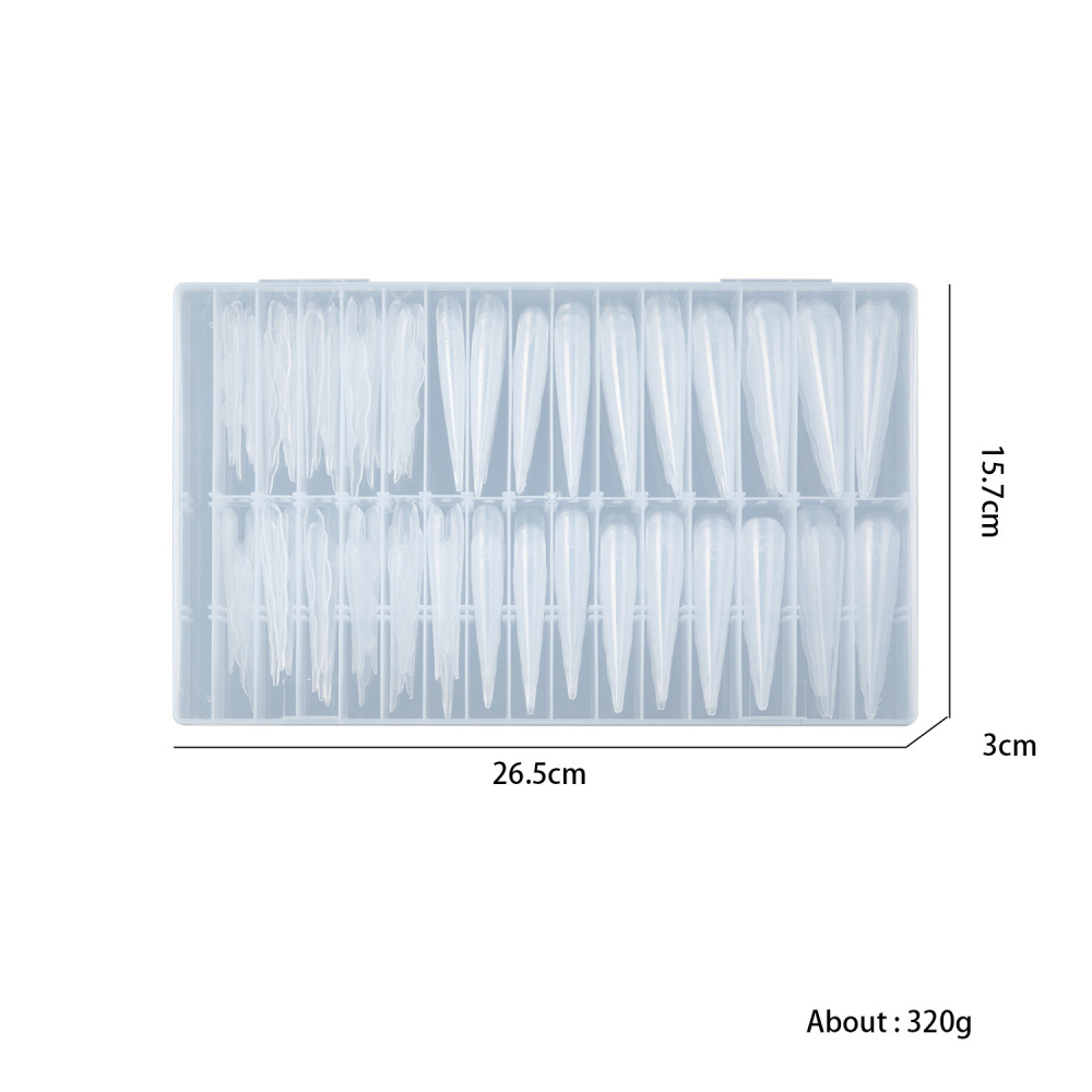 Extra Long Stiletto Artificial Nail Extension Forms 150PCS 15 Sizes Clear No-Paper Form Nail Builder Tips