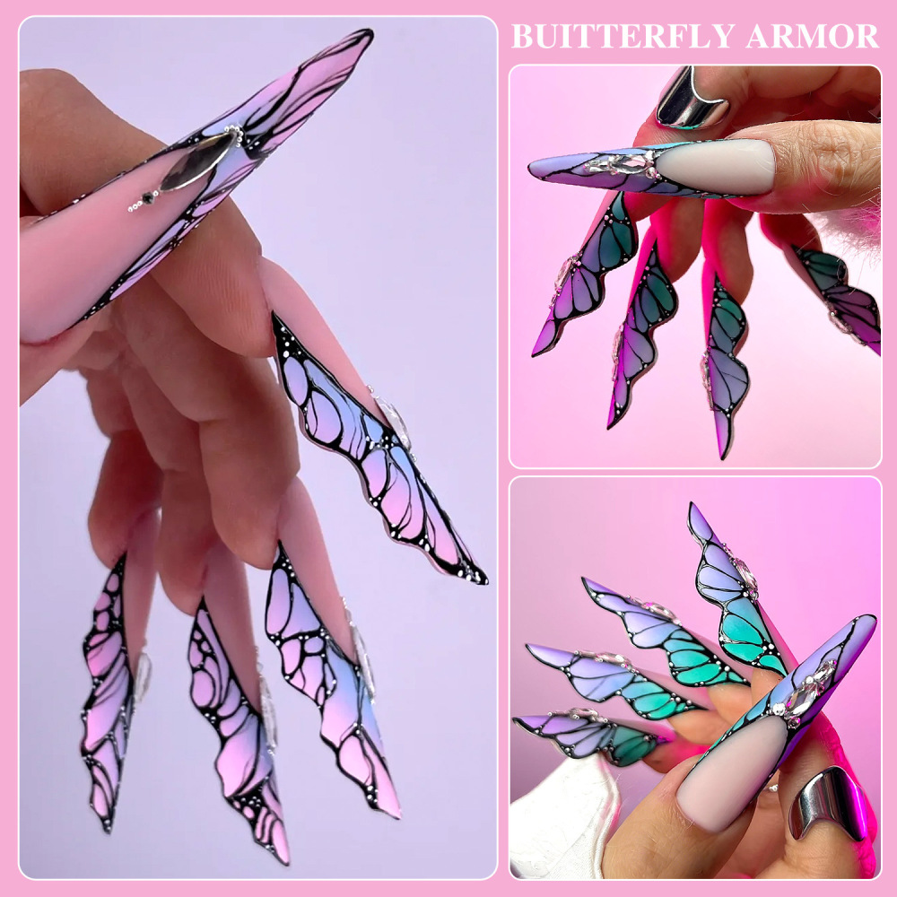 Extra Long Stiletto Artificial Nail Extension Forms 150PCS 15 Sizes Clear No-Paper Form Nail Builder Tips