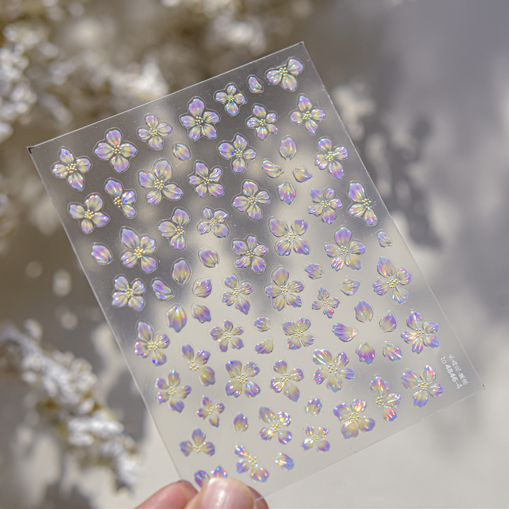 3D Jelly Crystal Flower Nail Art Stickers with INS Style Raised Petal Design
