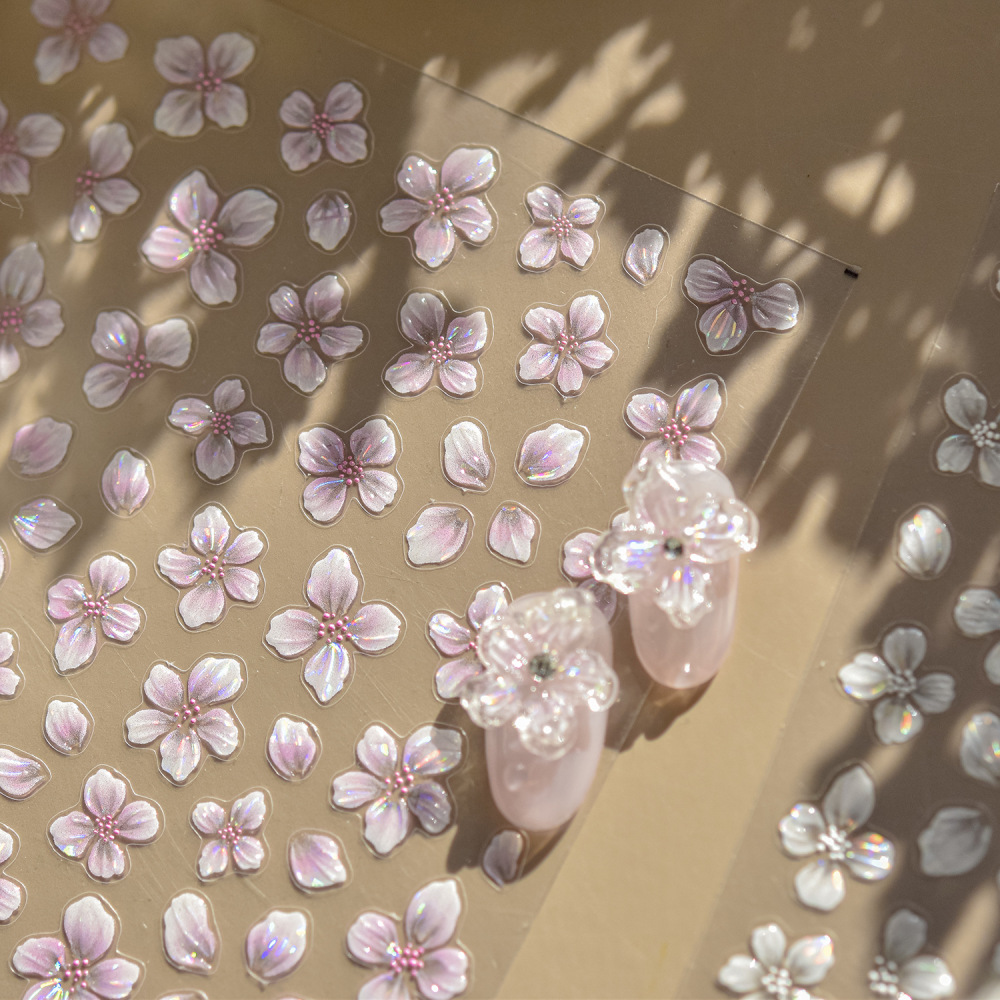 3D Jelly Crystal Flower Nail Art Stickers with INS Style Raised Petal Design