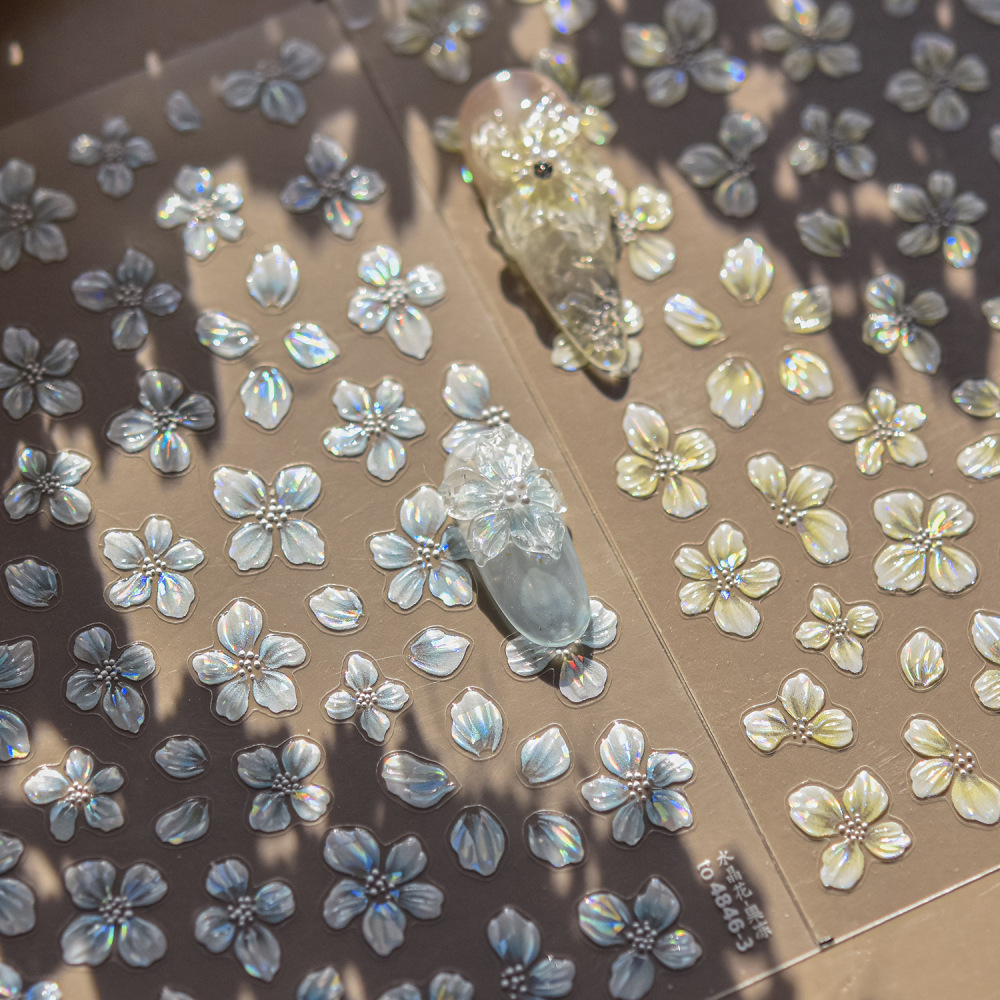 3D Jelly Crystal Flower Nail Art Stickers with INS Style Raised Petal Design