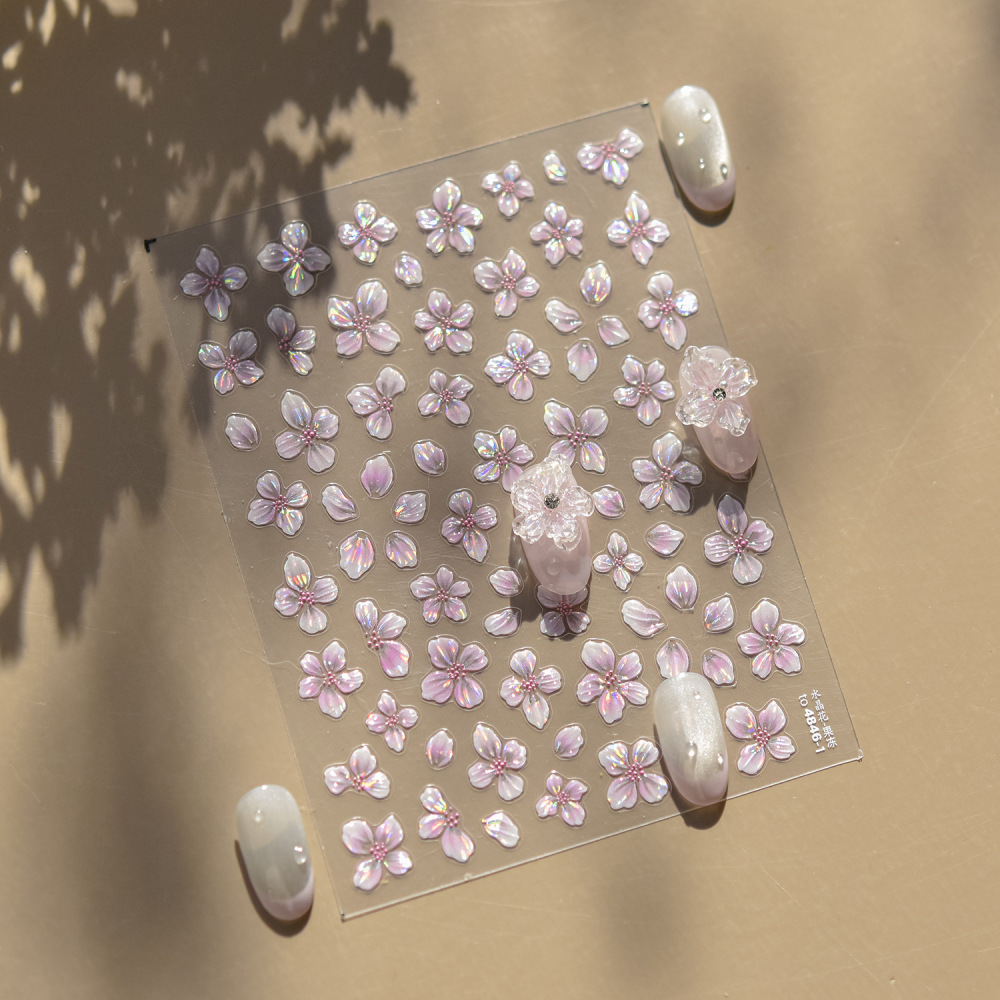 3D Jelly Crystal Flower Nail Art Stickers with INS Style Raised Petal Design