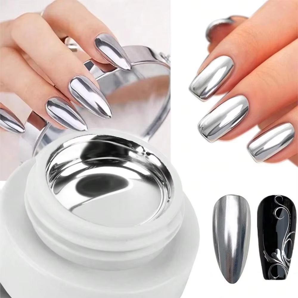5g Ultra Shiny Metallic Paint Gel Polish Silver Mirror Gel Nail Polish Flower Drawing Lines French Nails Painting Drawing UV Gel