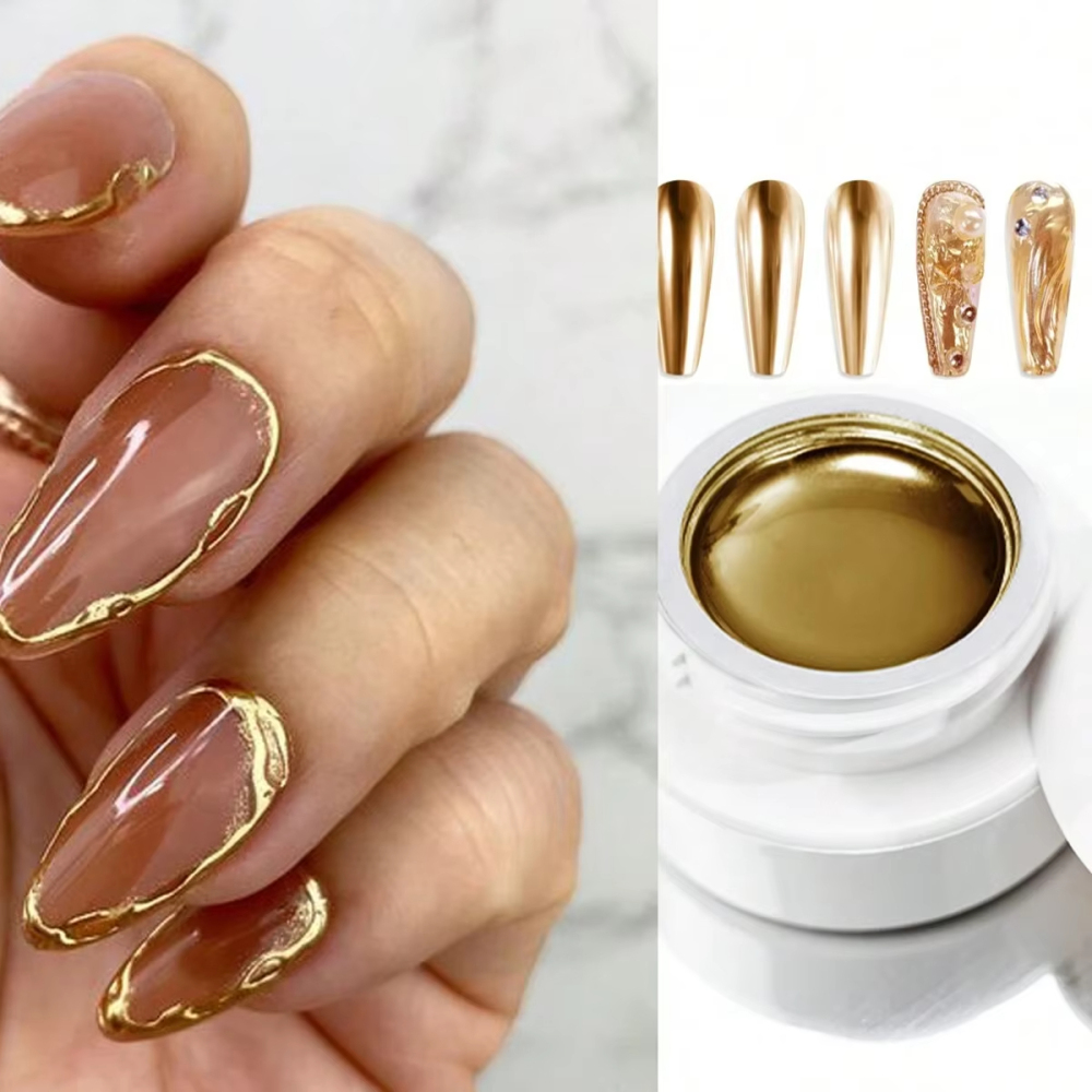 5g Ultra Shiny Metallic Paint Gel Polish Silver Mirror Gel Nail Polish Flower Drawing Lines French Nails Painting Drawing UV Gel