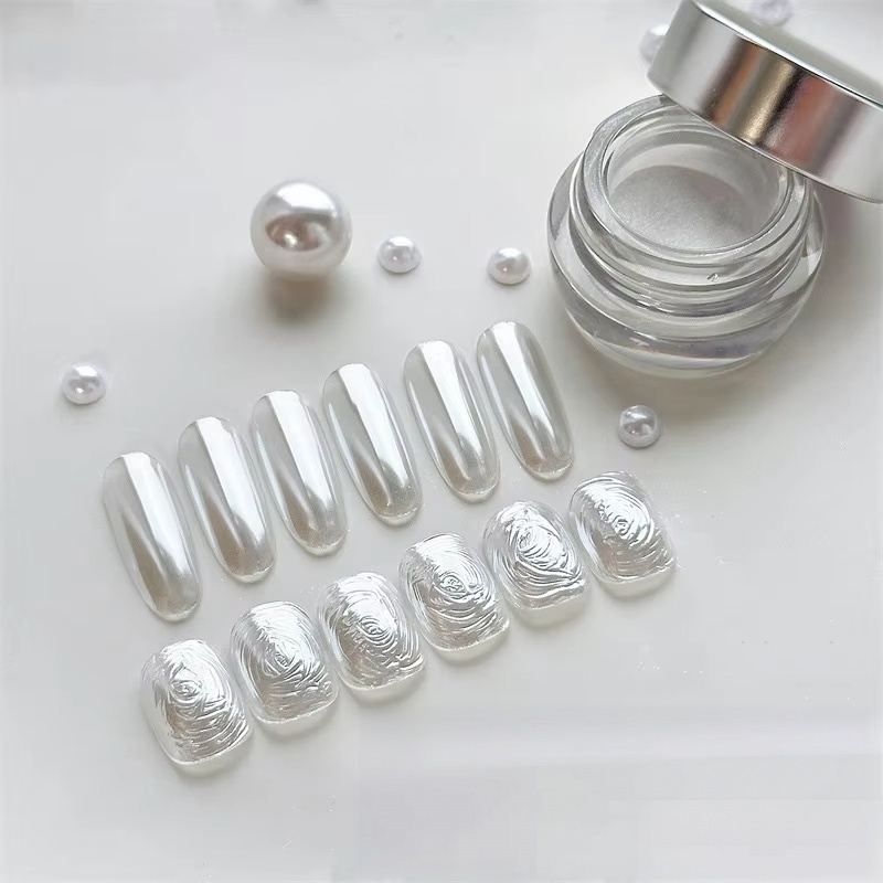 Super Bright Pearl White Chrome Powder Mirror Effect Rubbing Glitter for Nail Art Decoration Manicure Pigment