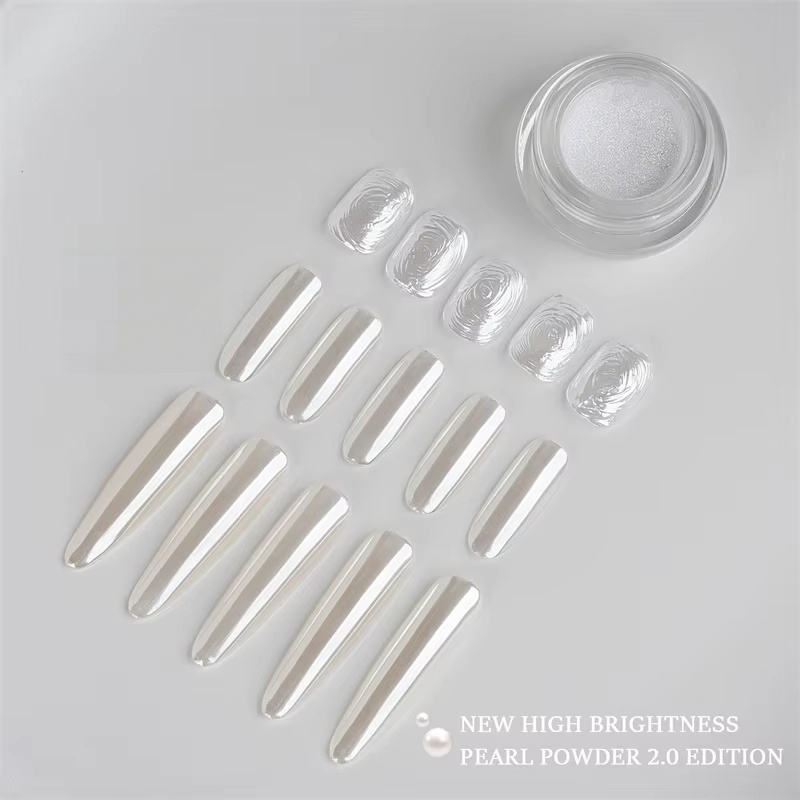 Super Bright Pearl White Chrome Powder Mirror Effect Rubbing Glitter for Nail Art Decoration Manicure Pigment