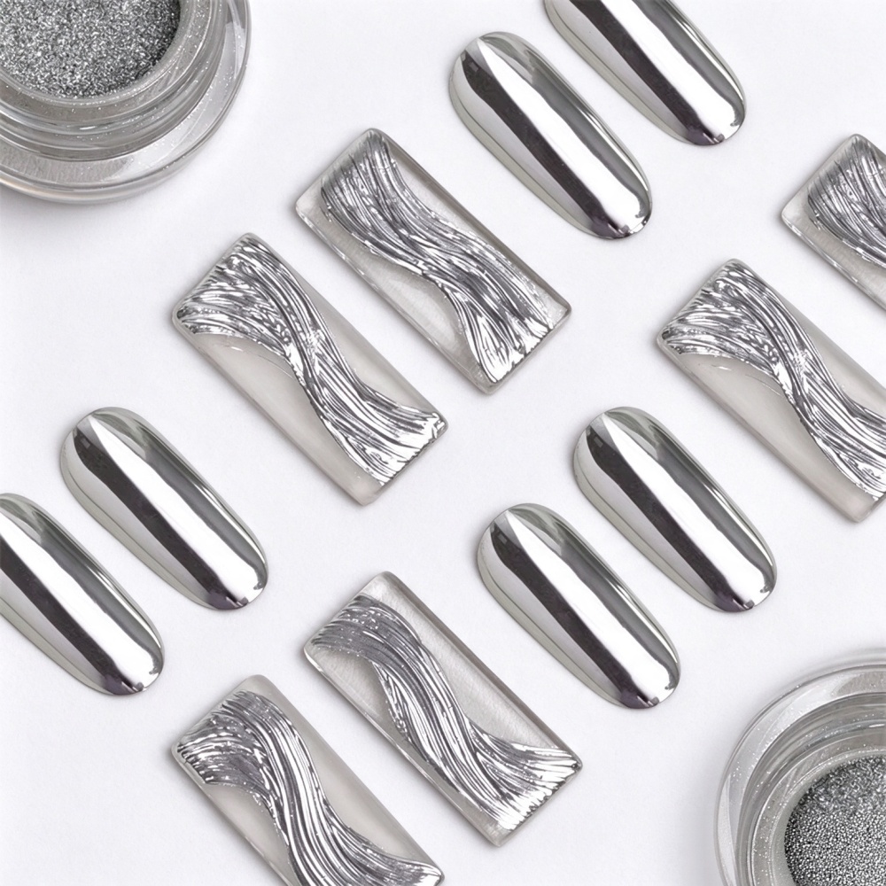 Super Bright Silver Mirror Powder Metallic Effect Chrome Glitter for Nail Art Decoration Premium Salon Rubbing Pigment