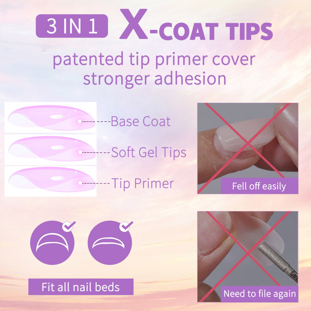 Wholesale Black French Tip 3-in-1 Soft Gel Press-on Nails 150PCS 15 Sizes 5 Styles