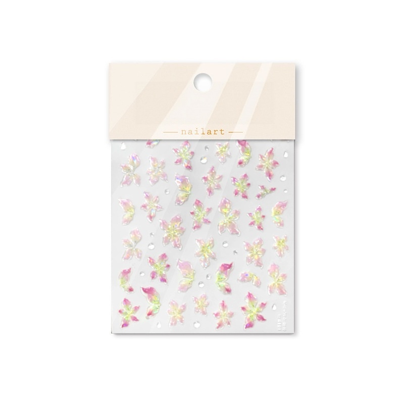 3D Jelly Crystal Flower Nail Art Stickers with INS Style Raised Petal Design
