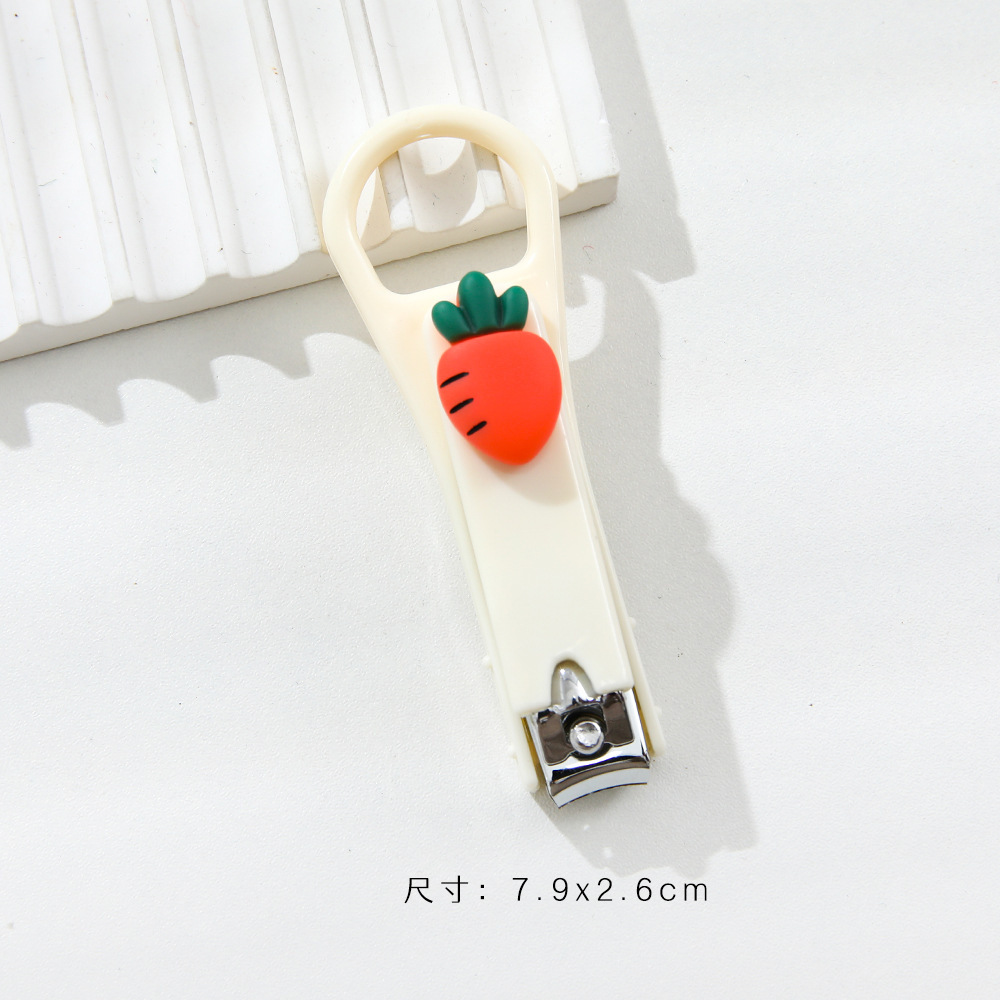 Cute Cartoon Fruit Mini Nail Clippers with Built-in Spring Stainless Steel