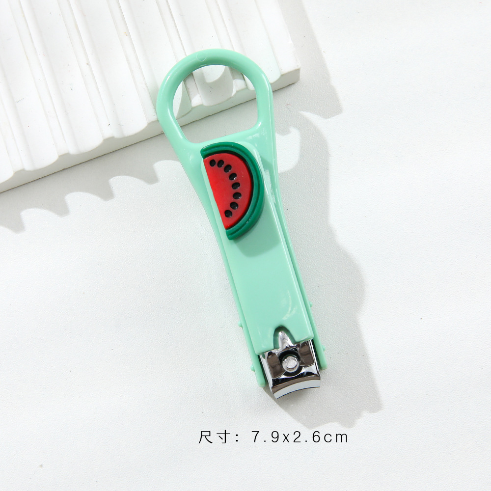 Cute Cartoon Fruit Mini Nail Clippers with Built-in Spring Stainless Steel