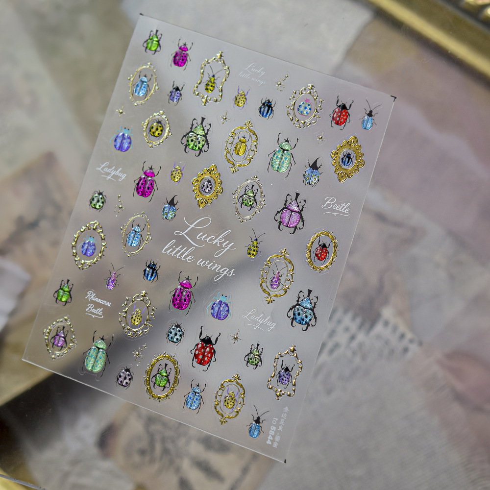 Vintage Beetle 3D Self Adhesive Nail Stickers