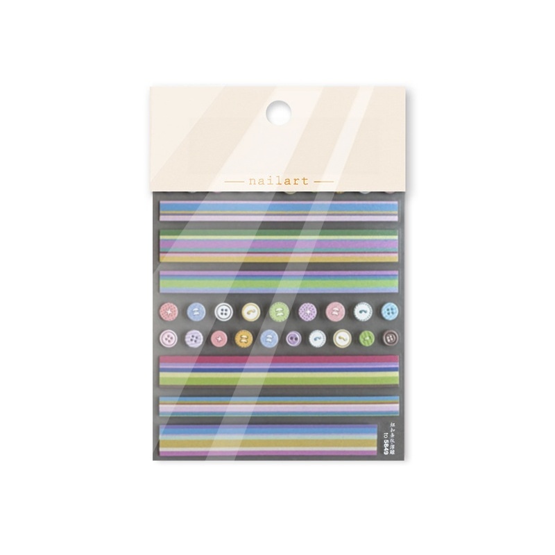 Plaid Button 3D Self Adhesive Nail Stickers