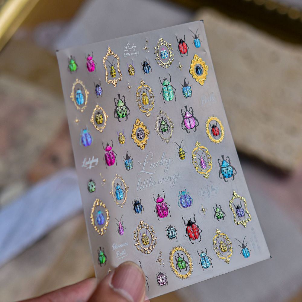 Vintage Beetle 3D Self Adhesive Nail Stickers