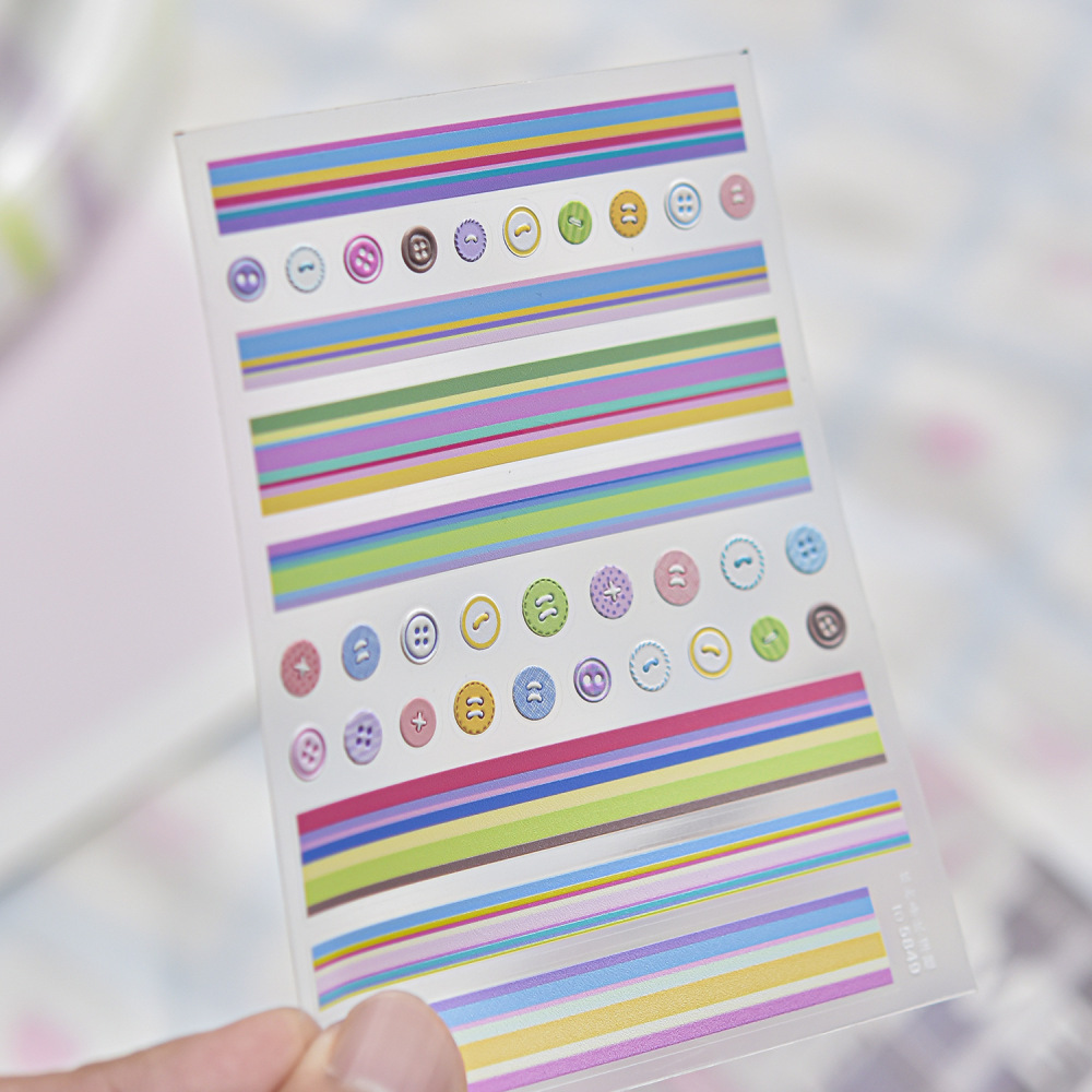 Plaid Button 3D Self Adhesive Nail Stickers