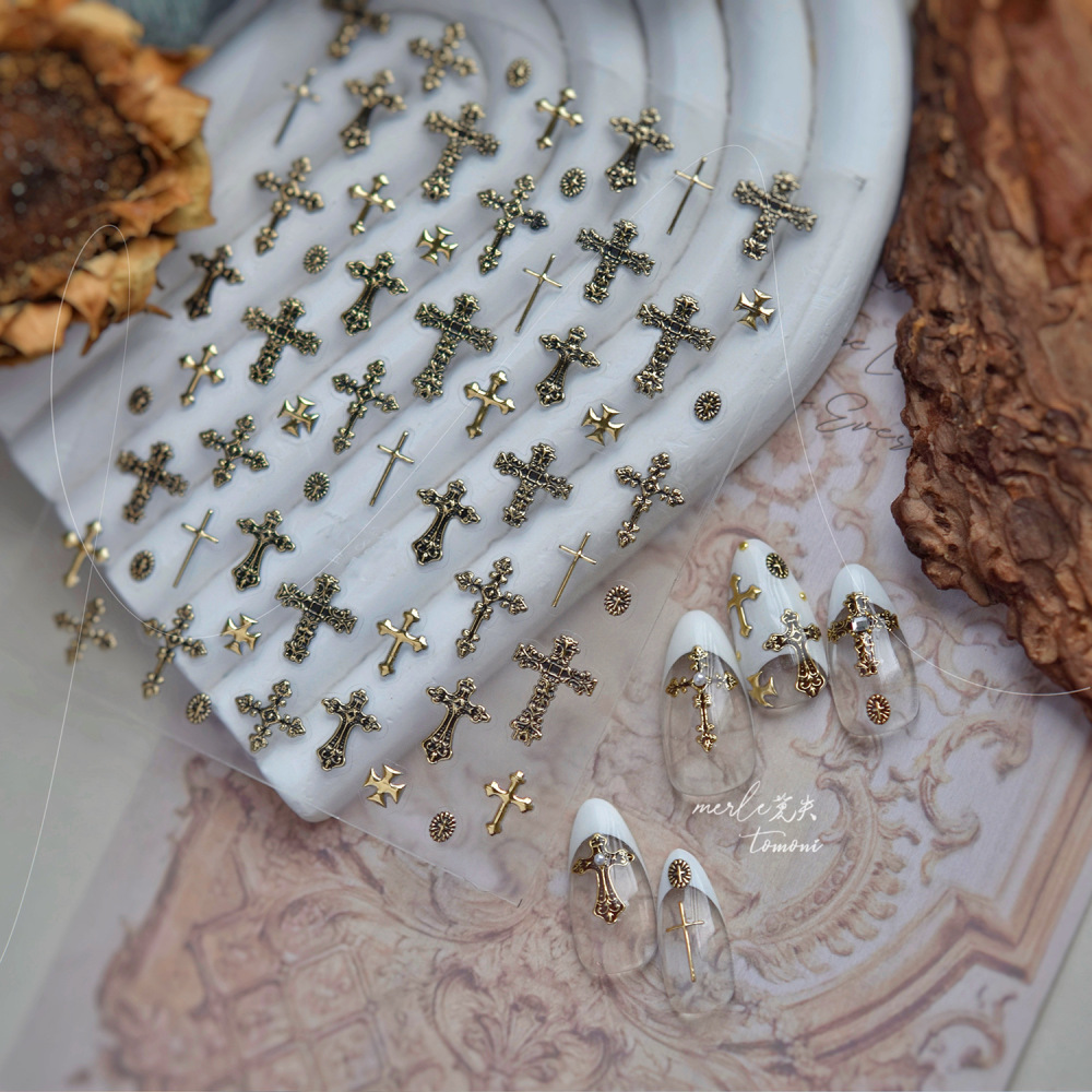 Vintage Cross 3D Nail Art Stickers