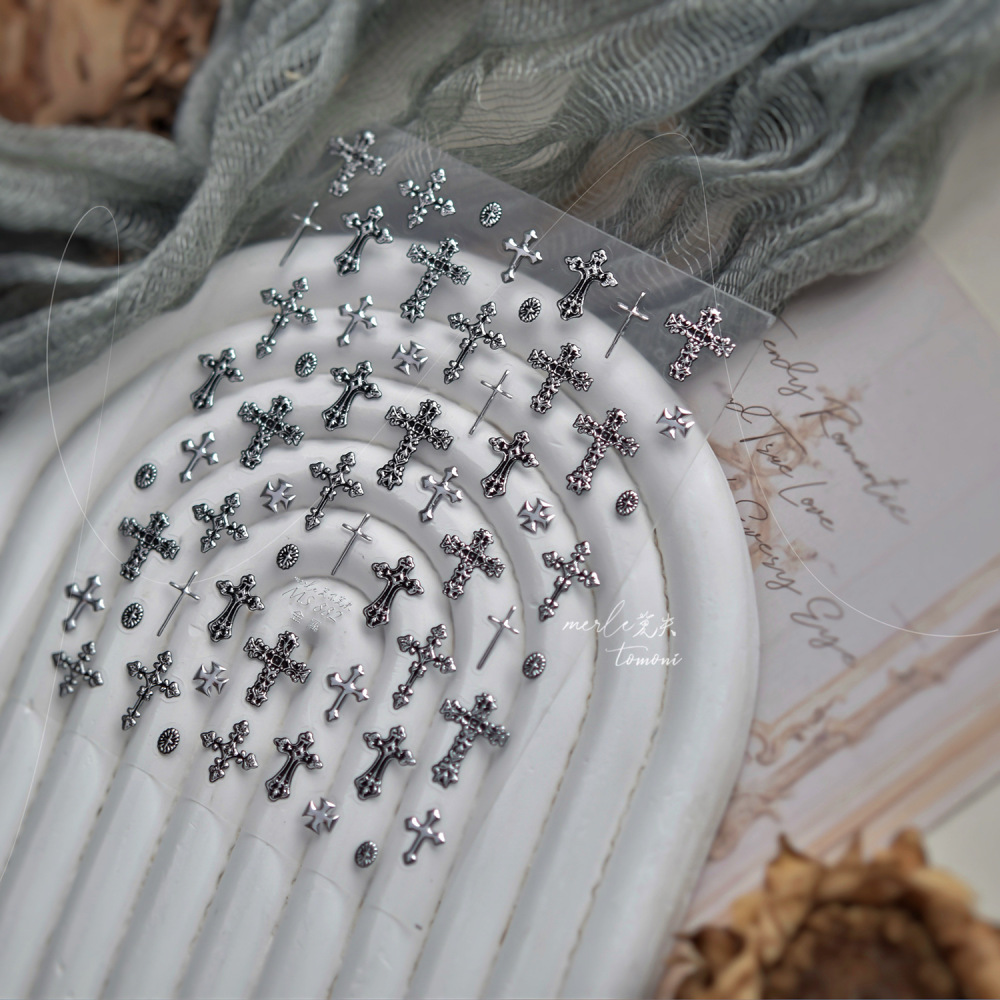 Vintage Cross 3D Nail Art Stickers