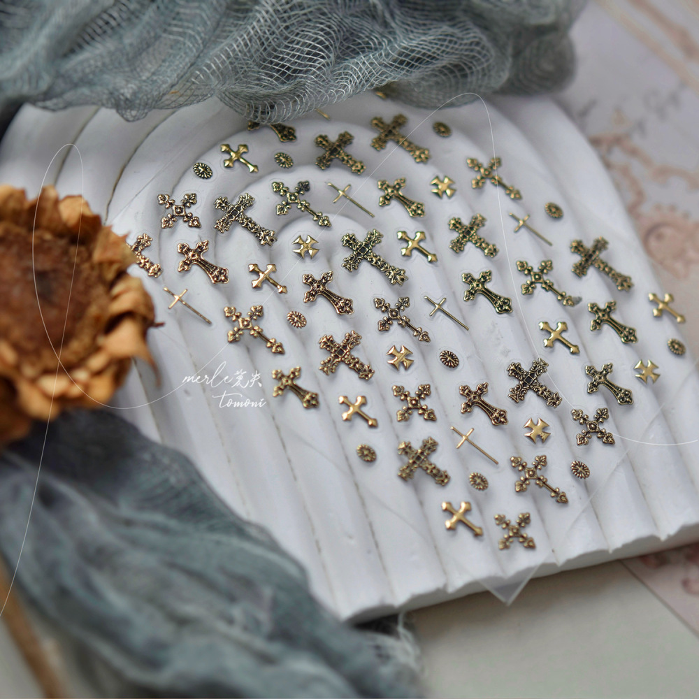 Vintage Cross 3D Nail Art Stickers