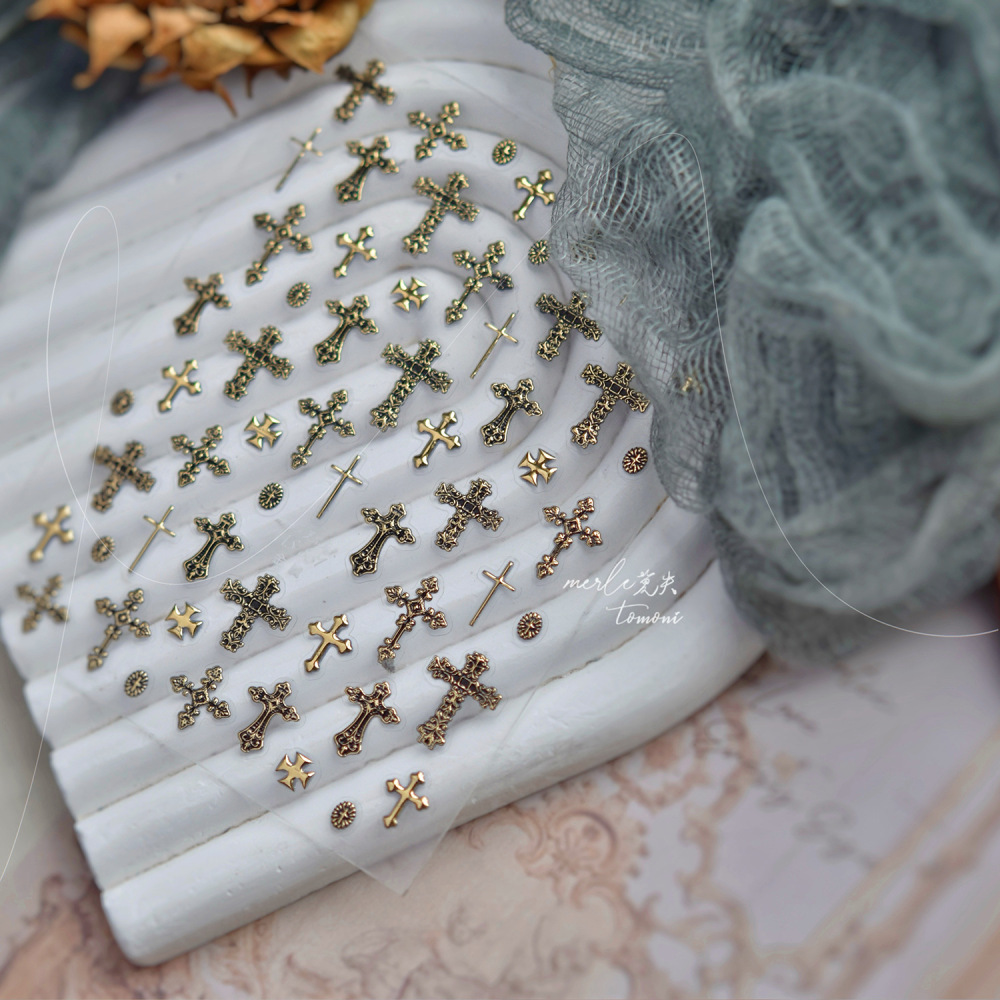 Vintage Cross 3D Nail Art Stickers