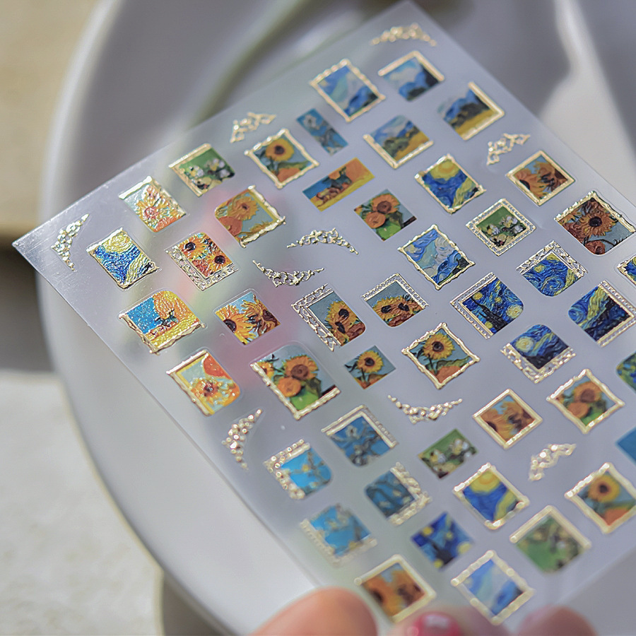 Oil Painting 3D Self Adhesive Nail Stickers