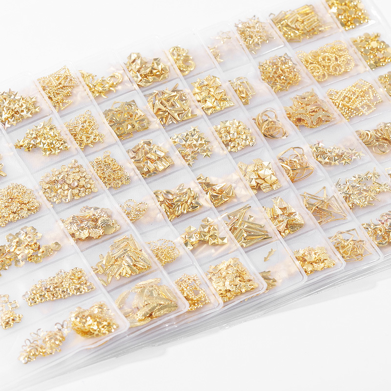 Gold Metal Nail Studs Mixed Pack