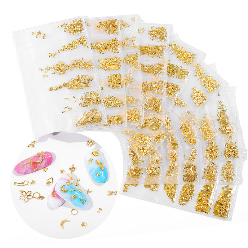 Gold Metal Nail Studs Mixed Pack
