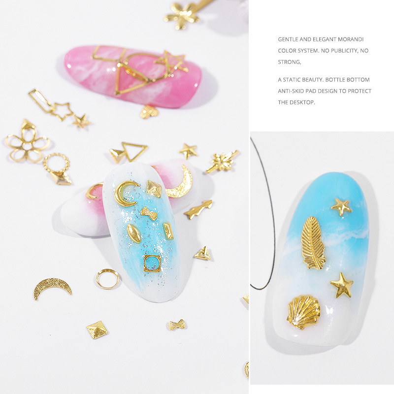 Gold Metal Nail Studs Mixed Pack