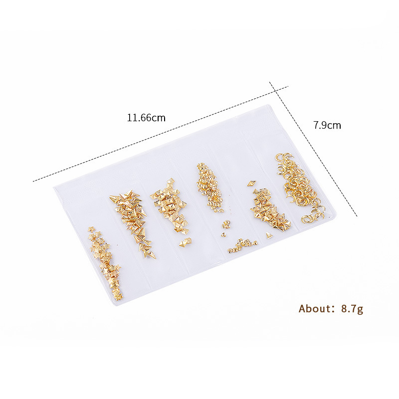 Gold Metal Nail Studs Mixed Pack
