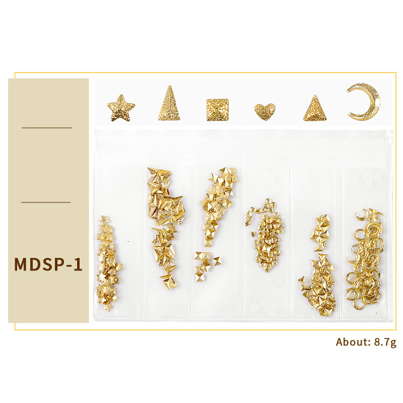 Gold Metal Nail Studs Mixed Pack