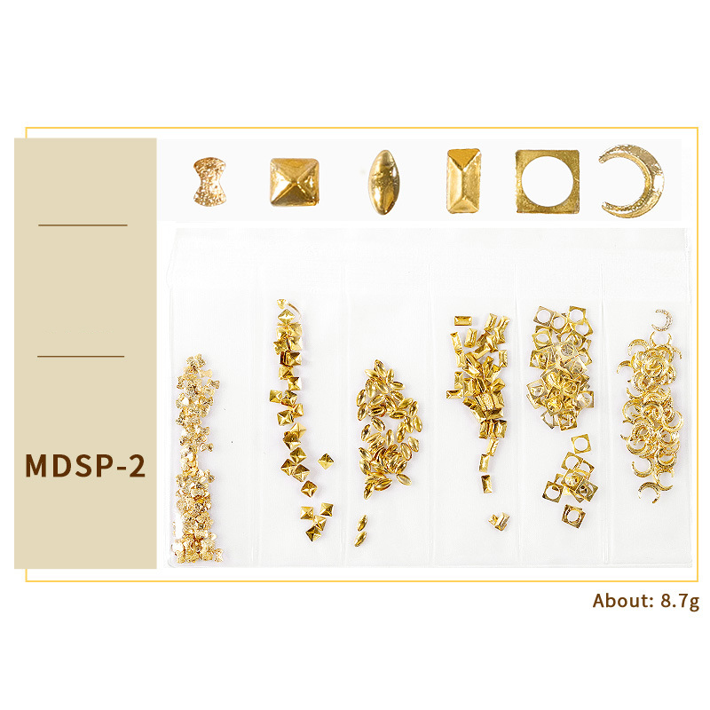 Gold Metal Nail Studs Mixed Pack