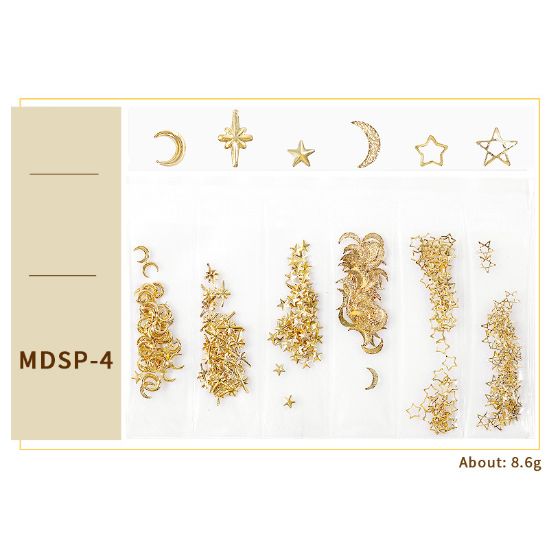 Gold Metal Nail Studs Mixed Pack