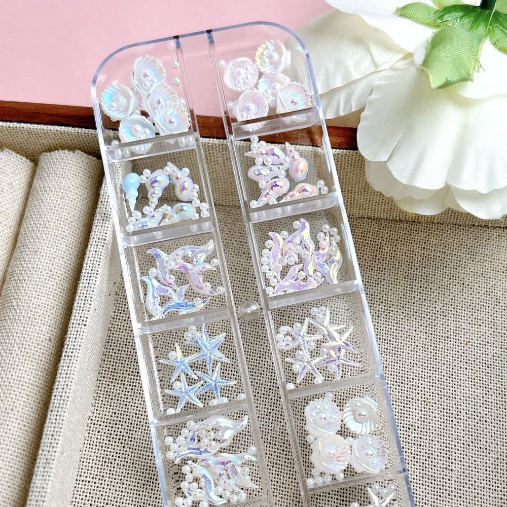 Ocean Shell Pearl 3D Nail Charms Set