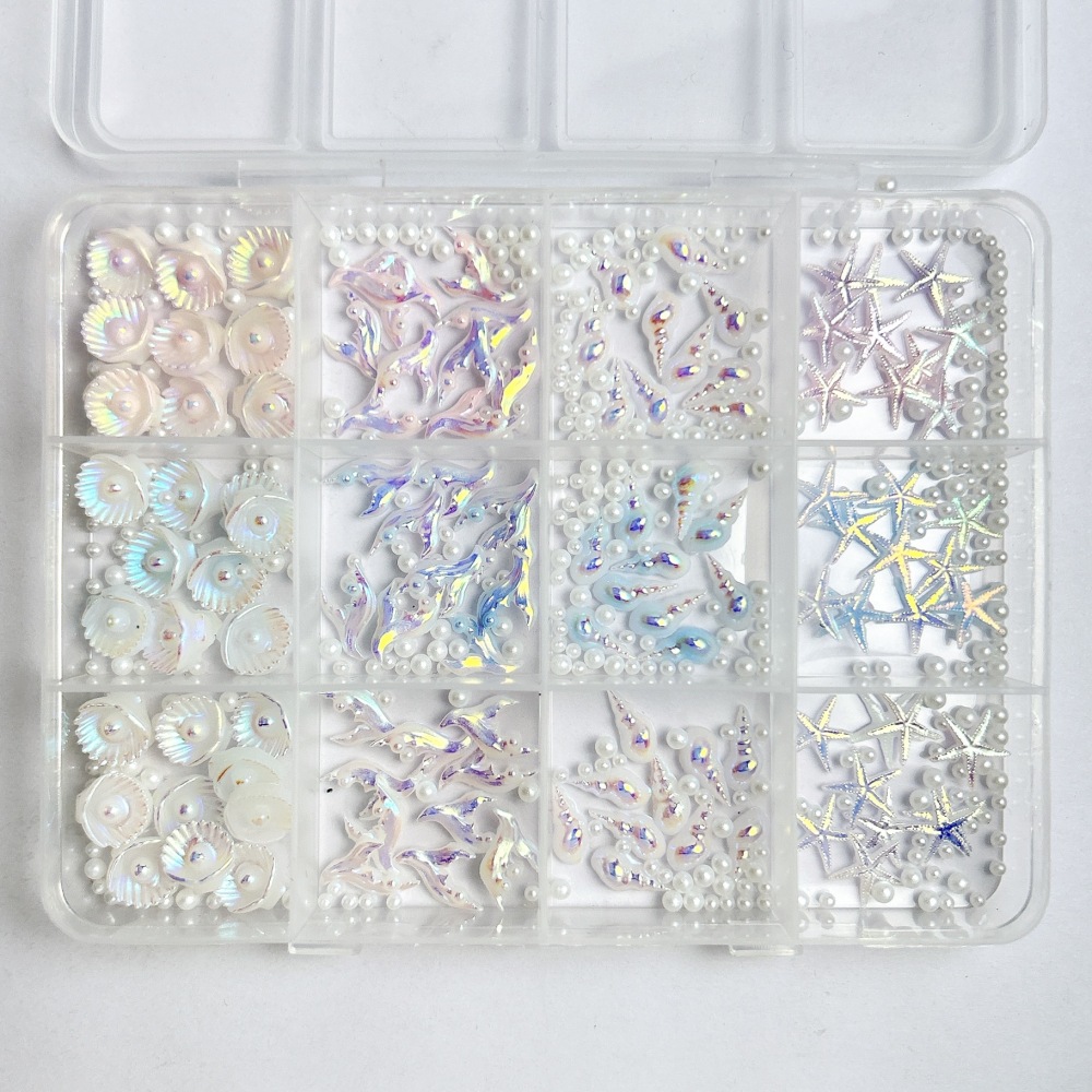 Ocean Shell Pearl 3D Nail Charms Set