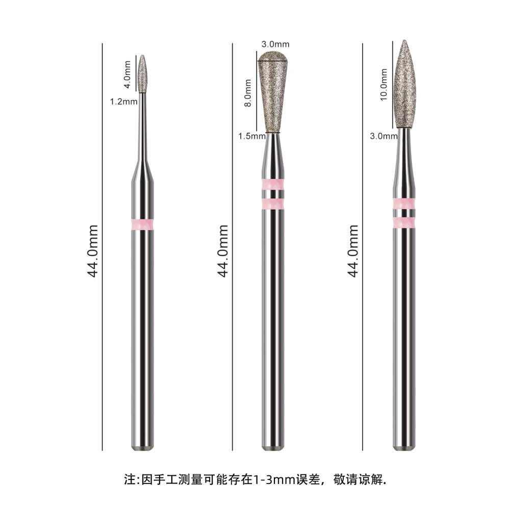 Diamond Nail Drill Bits 3 Sizes for Cuticle Work